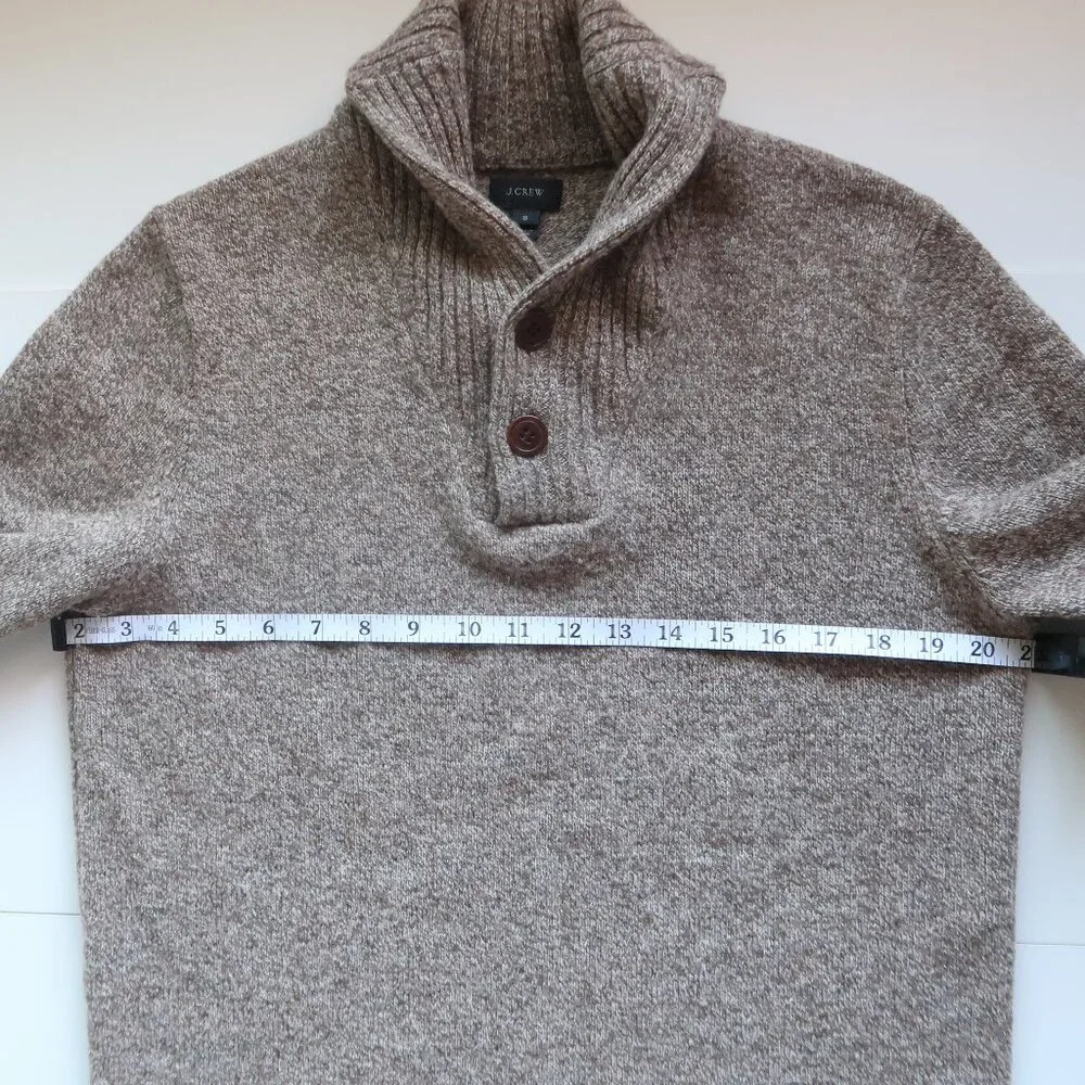 J.Crew Men's Marled Lambswool Shawl Collar Pullover Sweater Long Sleeve Cozy S